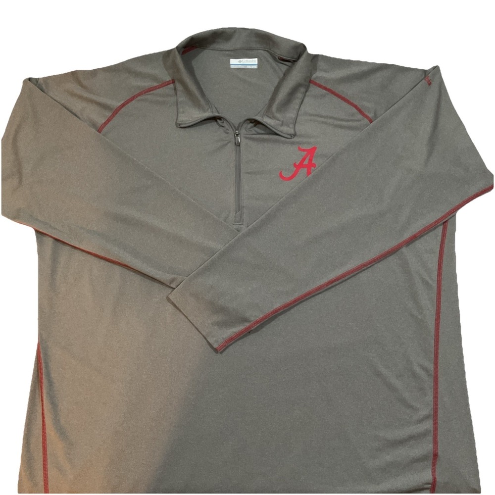 Columbia*Mens Omni-Wick Athletic 1/4-Zip Alabama Crimson Tide Gray Size XXL G60